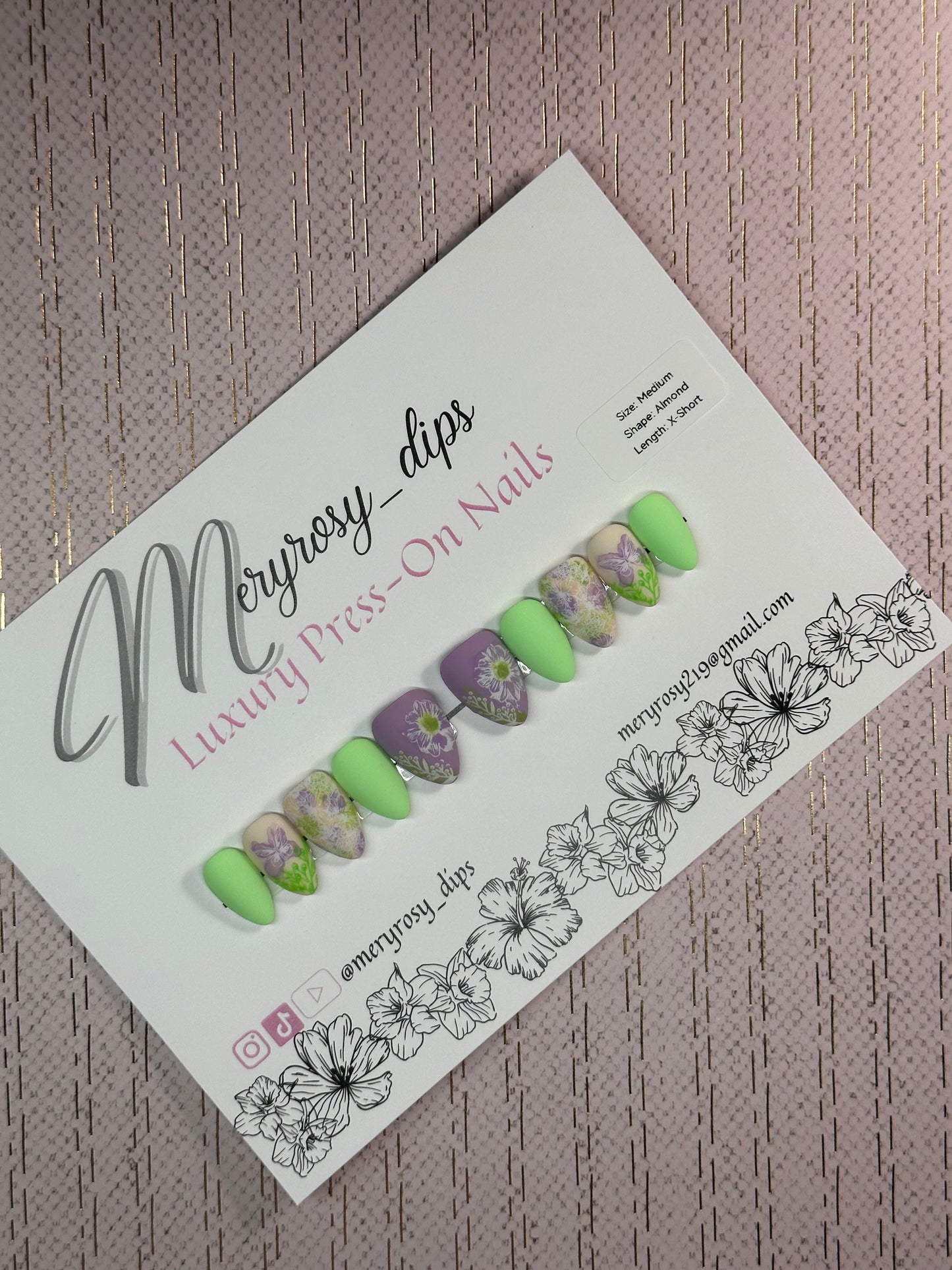 Butterflies & Flowers Pre-Designed Press-On Nail Set