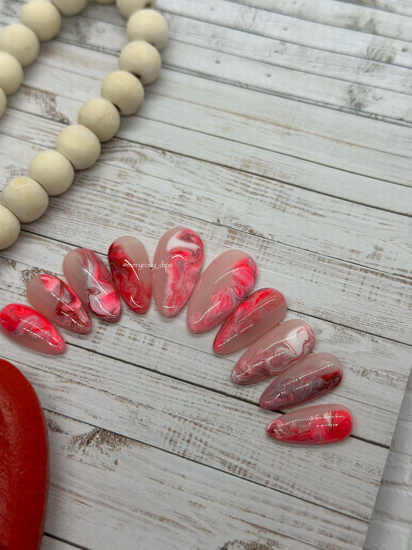 Pink, Red, White Marble Pre-Designed Set