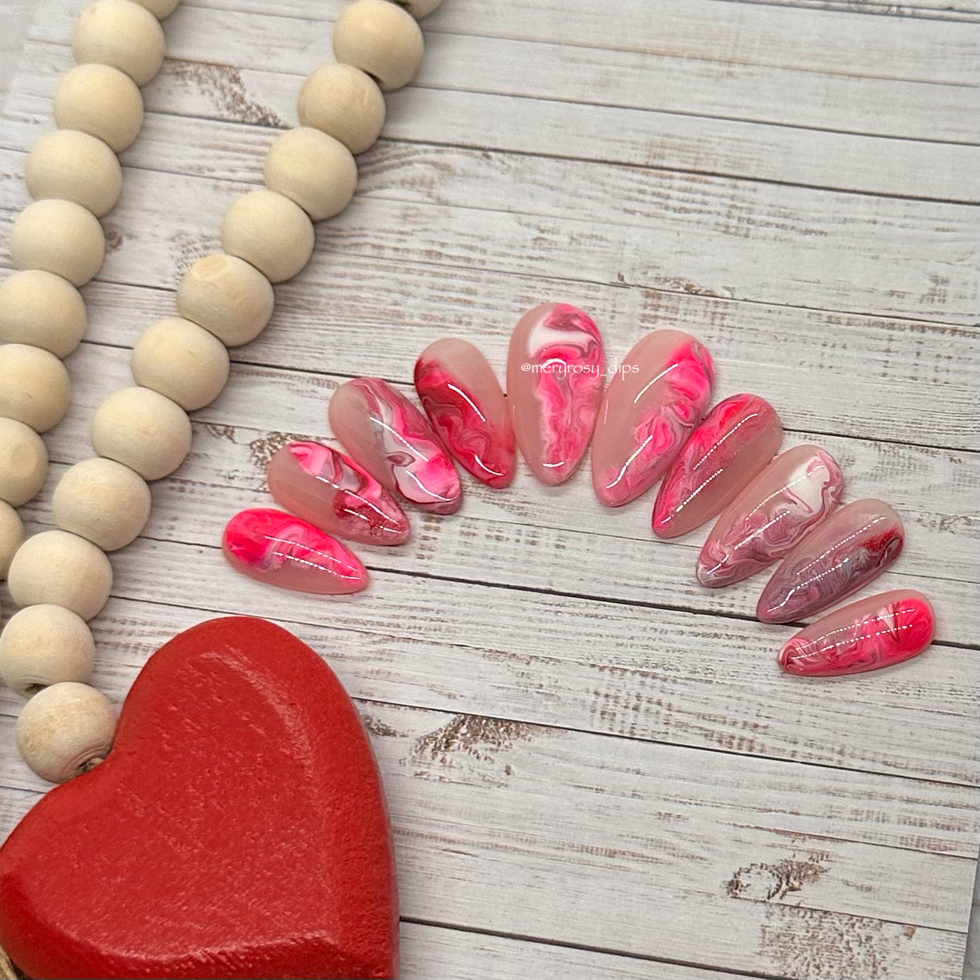 Pink, Red, White Marble Pre-Designed Set