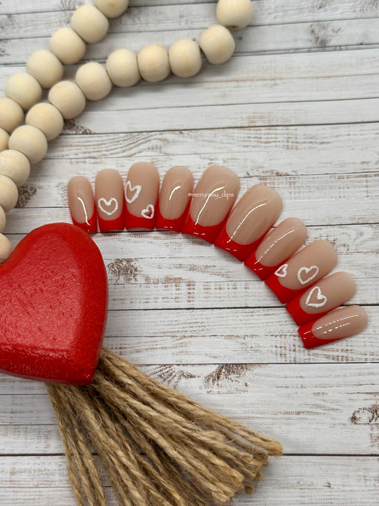 Red French Tip V-Day Pre-Designed Set